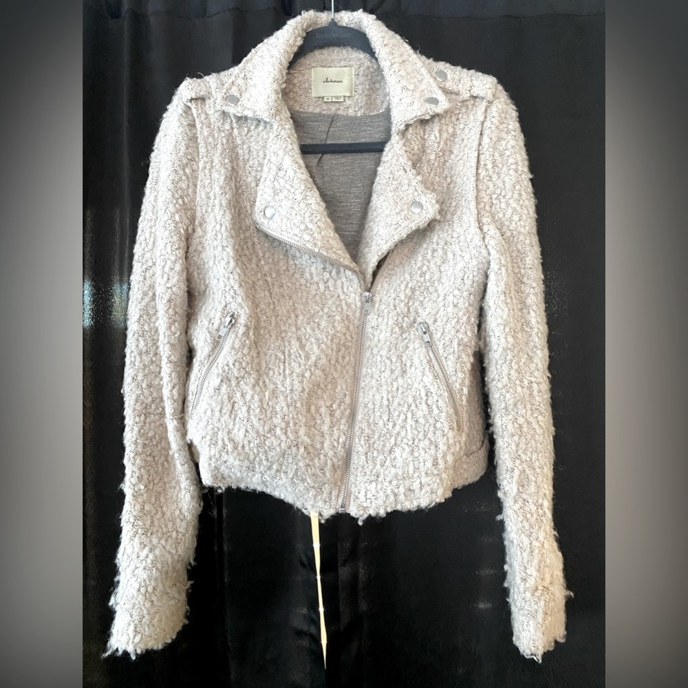 Ivory Shag Bomber Jacket- M